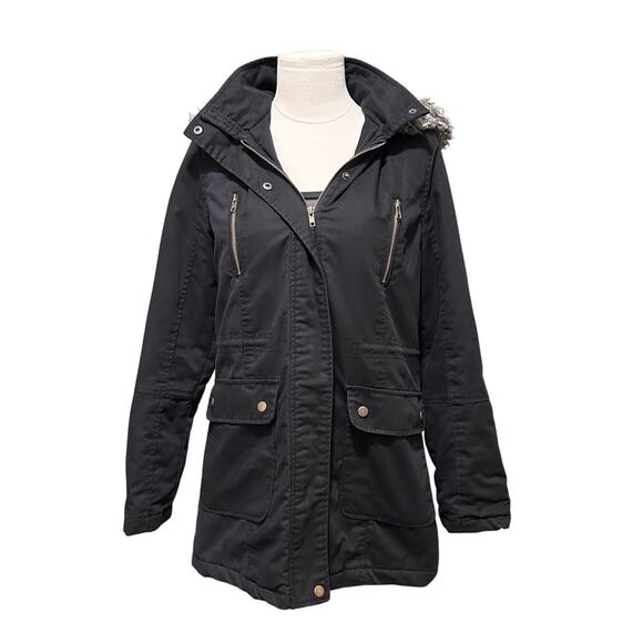 Glamisa Jackets & Blazers - Glamisa Black Winter Coat Faux Fur Size Large
